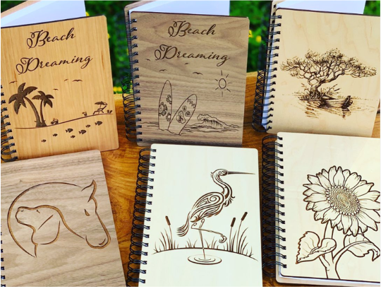 Laser-engraved wood journal